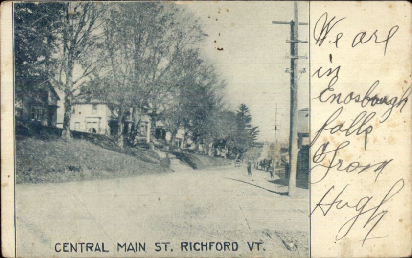 Richford VT Central Main St. c1910 Postcard