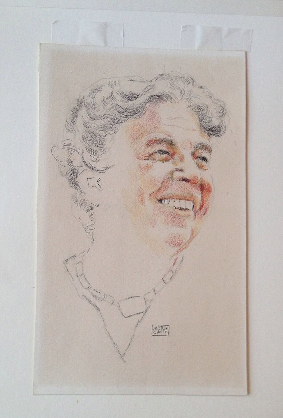 RARE Original Eleanor Roosevelt Portrait By Milton Caniff. Signed. Pencil & Ink