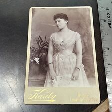 Late 1800s Early Cabinet Photograph Female W/ Somber Look In Lace Lemington Spa picture