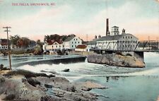 Topsham Brunswick ME Maine Bridge Main Street Frank J Wood Vtg Postcard A57 picture