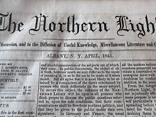 April 1841 The Northern Light Albany New York NY Volume 1 Issue 1 Newspaper picture