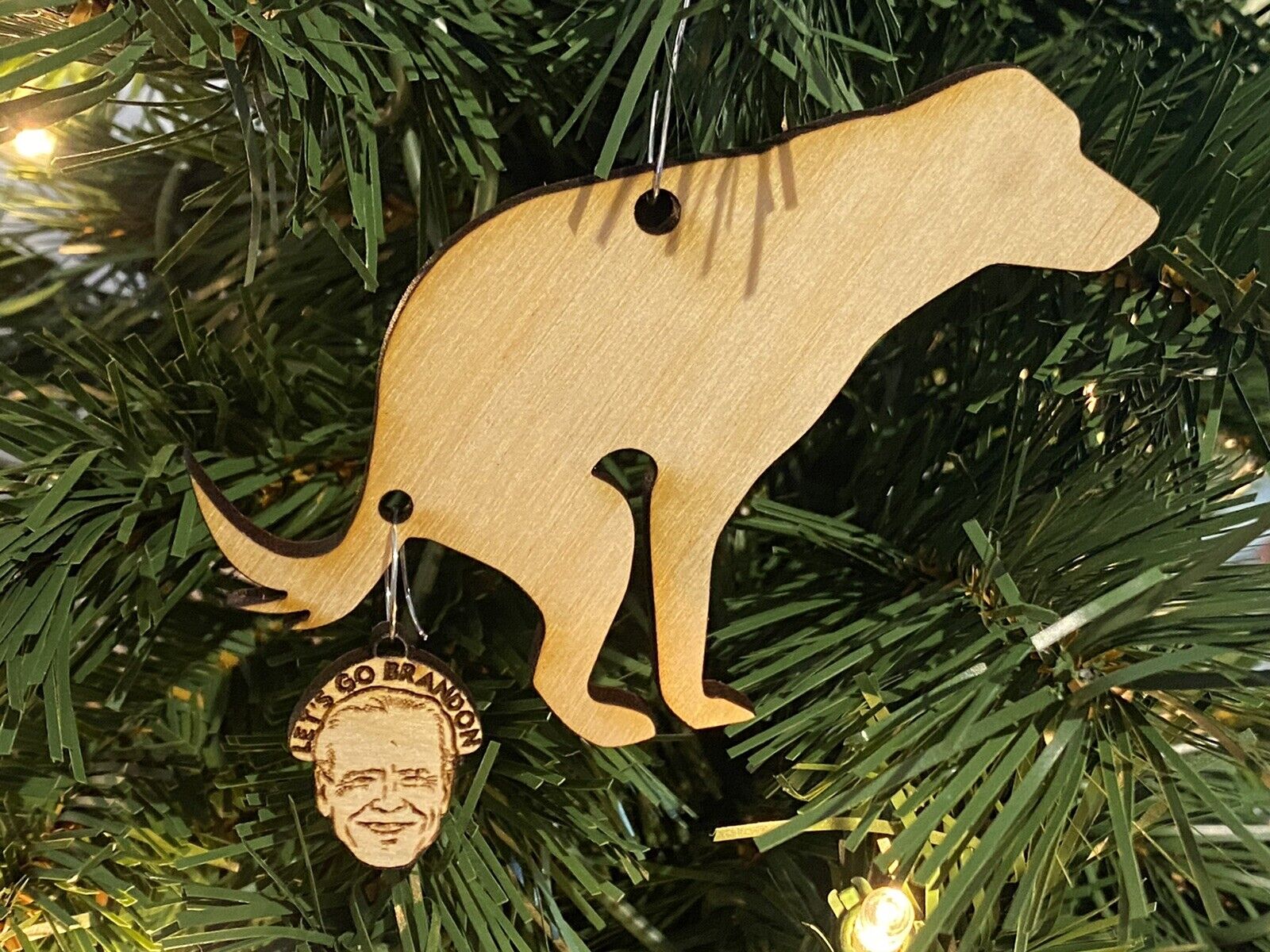 Pooping Dog Biden Head FJB Let’s Go Brandon - Christmas Ornament Pendant