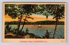 Clarendon PA-Pennsylvania, General Lakeside Greetings, Sailing Vintage Postcard picture