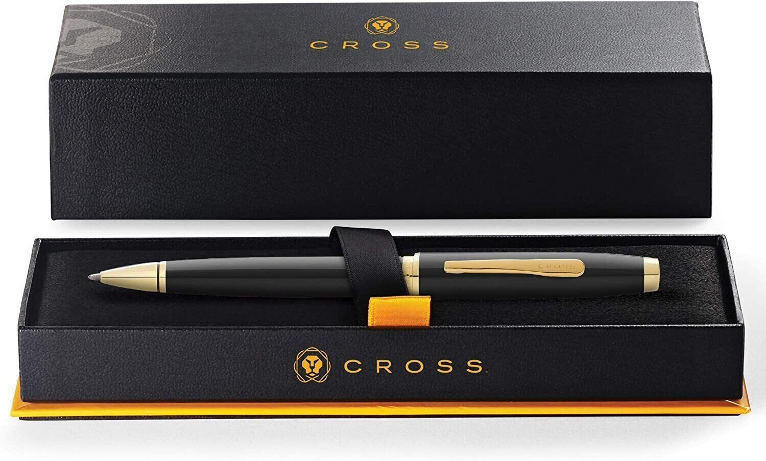 Cross Coventry Ballpoint Pen Black Lacquer & Gold Appointments medium Point