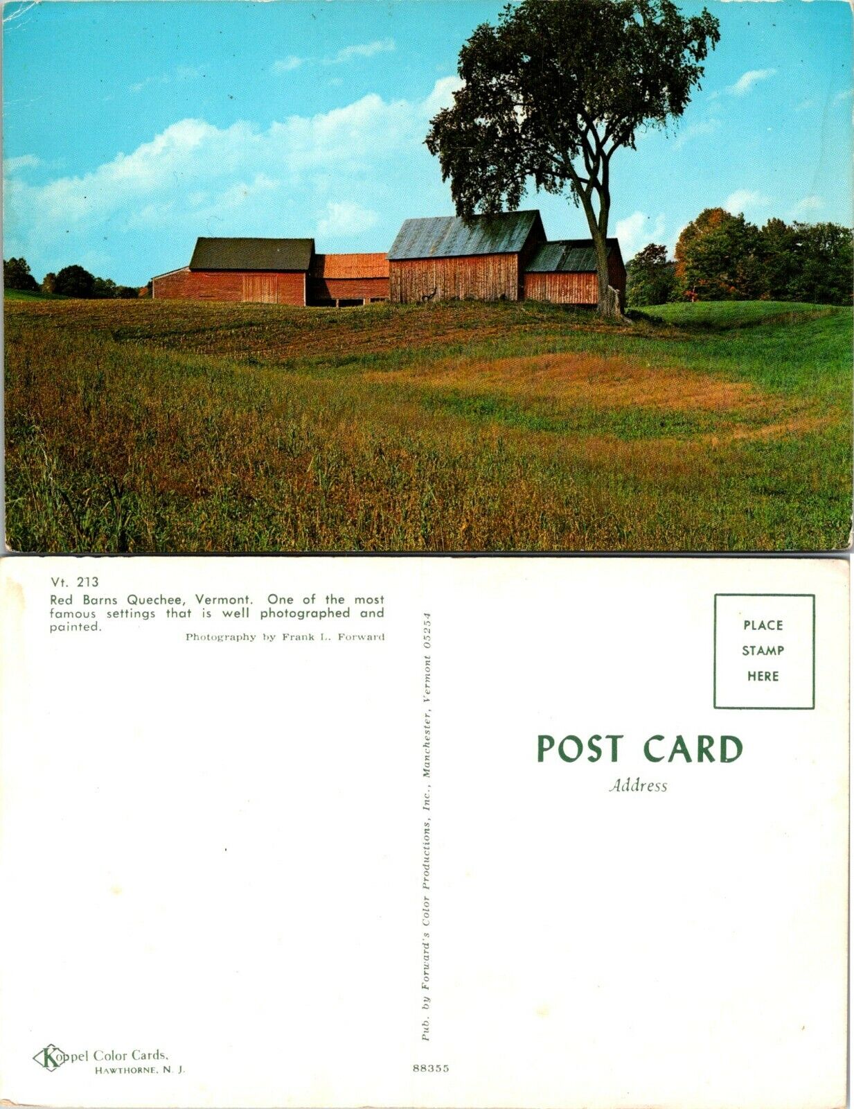 Vermont(VT) Quechee Red Barns Tree Leaves Changing Autumn Fall Vintage Postcard