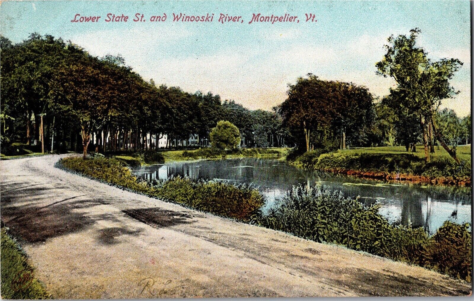 Lower State Street and Winooski River, Montpelier VT Vintage Postcard T18