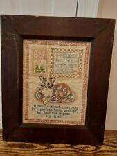 Antique Reclaimed Wood Frame Needle Point Calico Cat How can it prove its title? picture