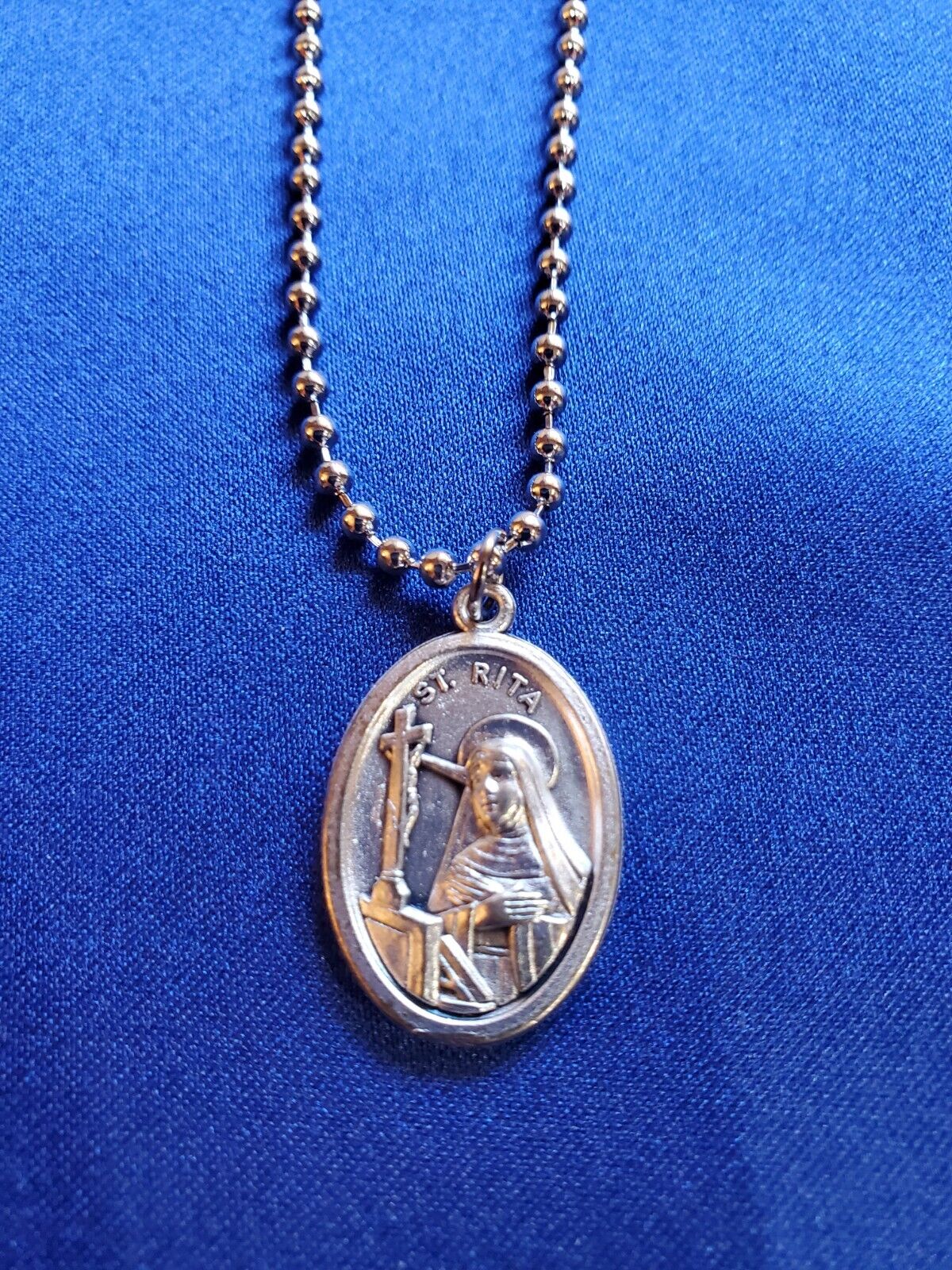 St Rita Of Cascia Saint Medal Ball Chain Necklace 24\