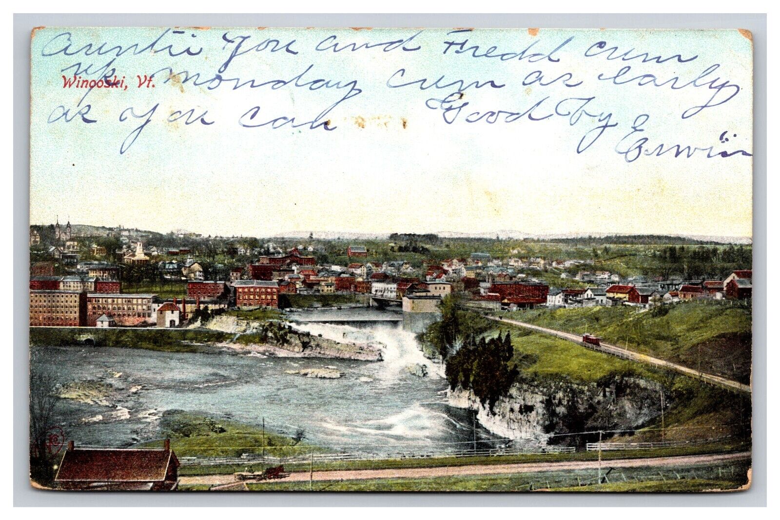 View Of Winooski Vermont VT Postcard