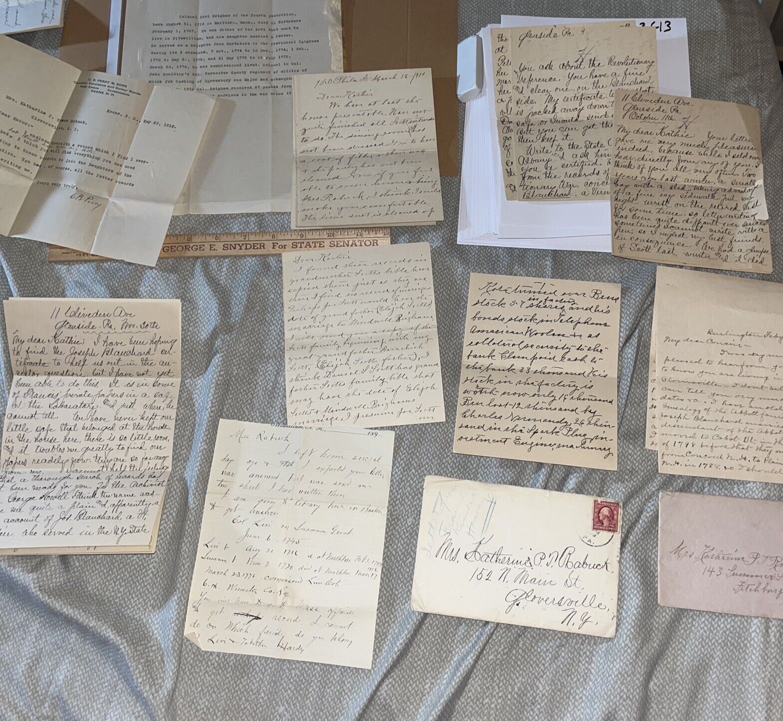 1910 Letters: Revolutionary War Colonel Levi Brigham Relations Genealogy DAR