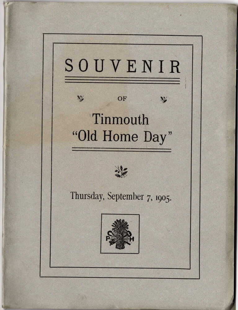 Souvenir of Tinmouth Old Home Day September 7,1905 Antique Souvenir Program 2nd
