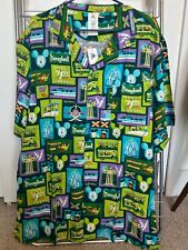 Disney Parks Green Shag Disneyland Mickey Mouse Button Up  Shirt Adult XL NEW picture