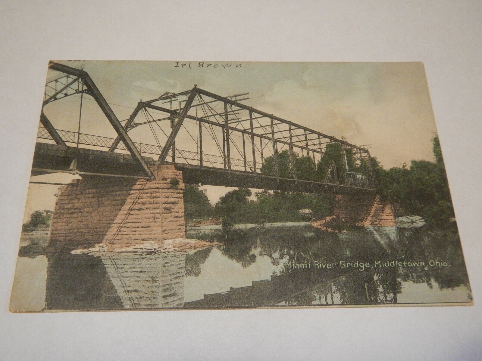 Miami River Bridge Middletown OH Ohio Postcard 1 cent Stamp Postmarked