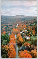 Battle Monument Bennington Vermont Birds Eye View Vintage UNP Autumn Postcard picture