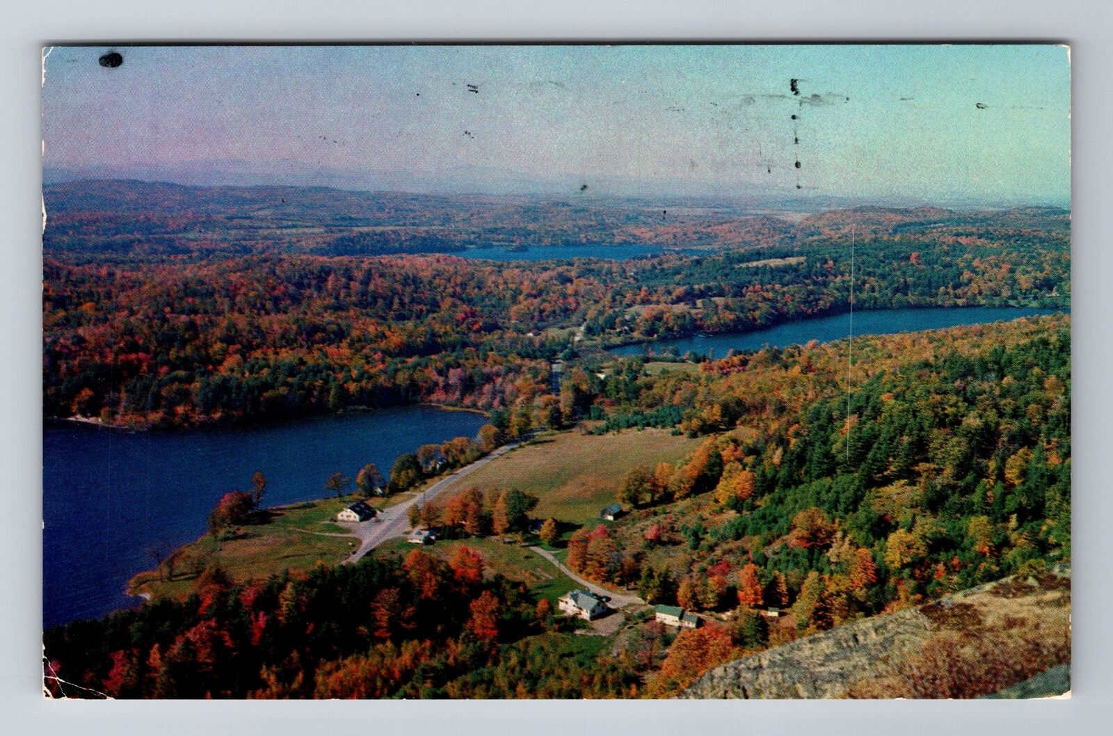 Hubbardton VT-Vermont, Aerial Hortonia Echo, Beebe Lakes Vintage c1979 Postcard