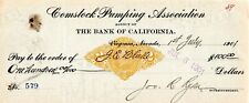 Comstock Pumping Association 1901 Cancelled Check From The Bank Of California picture
