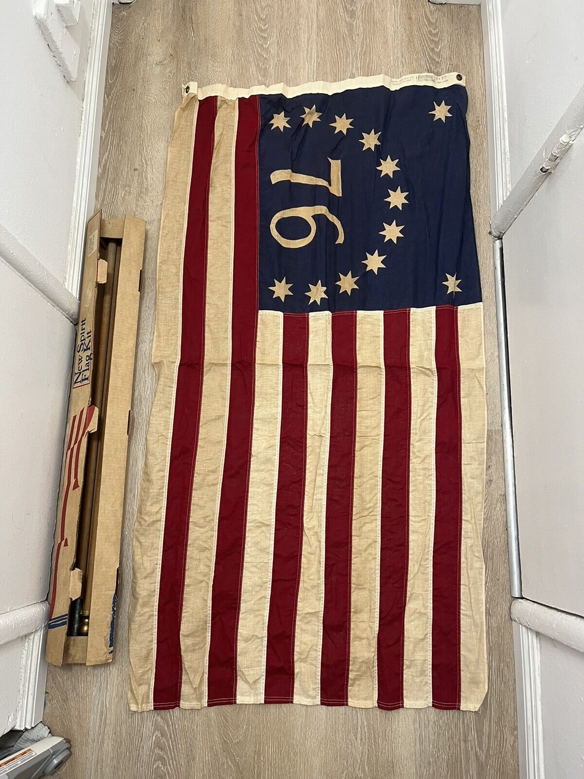 Vintage 76 Bennington American Flag With Box