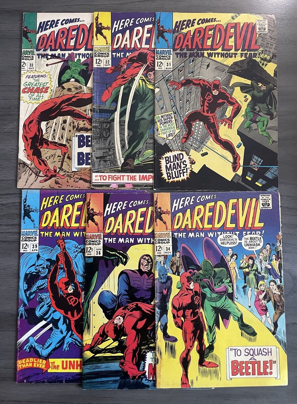 Daredevil #31-#39 Cobra & Mister Hyde Appearance 1967 Lot Of 6 Silver Age