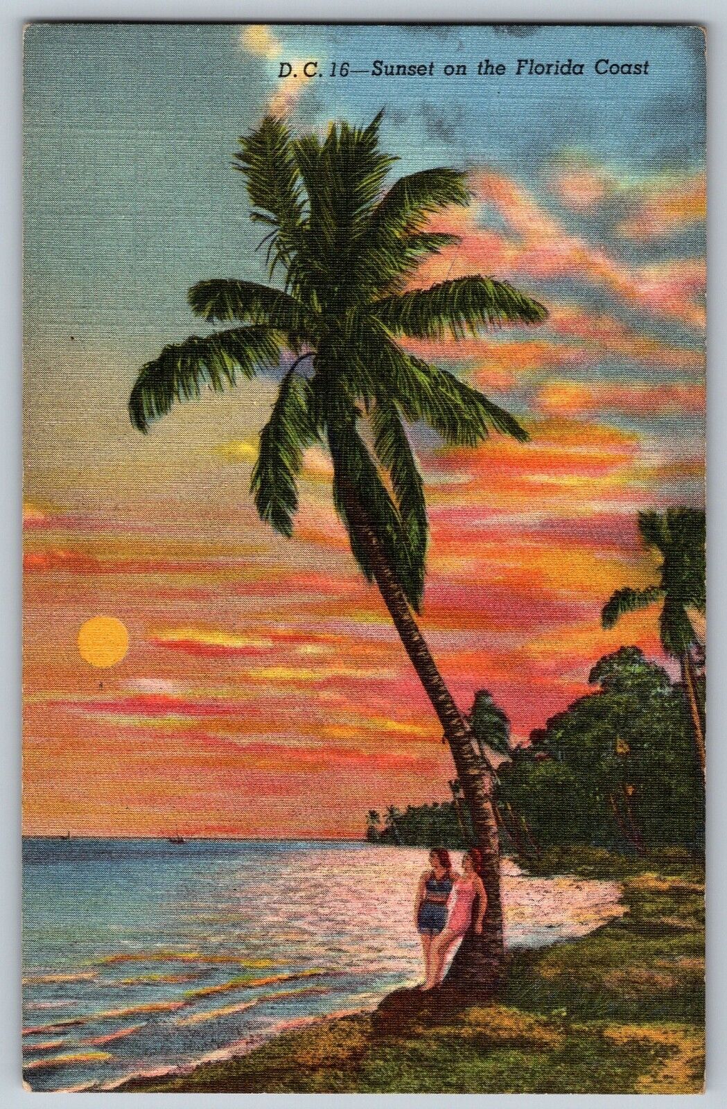 Key West, Florida - Sunset on the Florida Coast - Vintage Postcard - Unposted