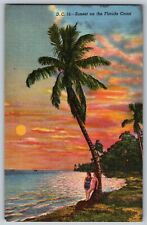 Key West, Florida - Sunset on the Florida Coast - Vintage Postcard - Unposted picture
