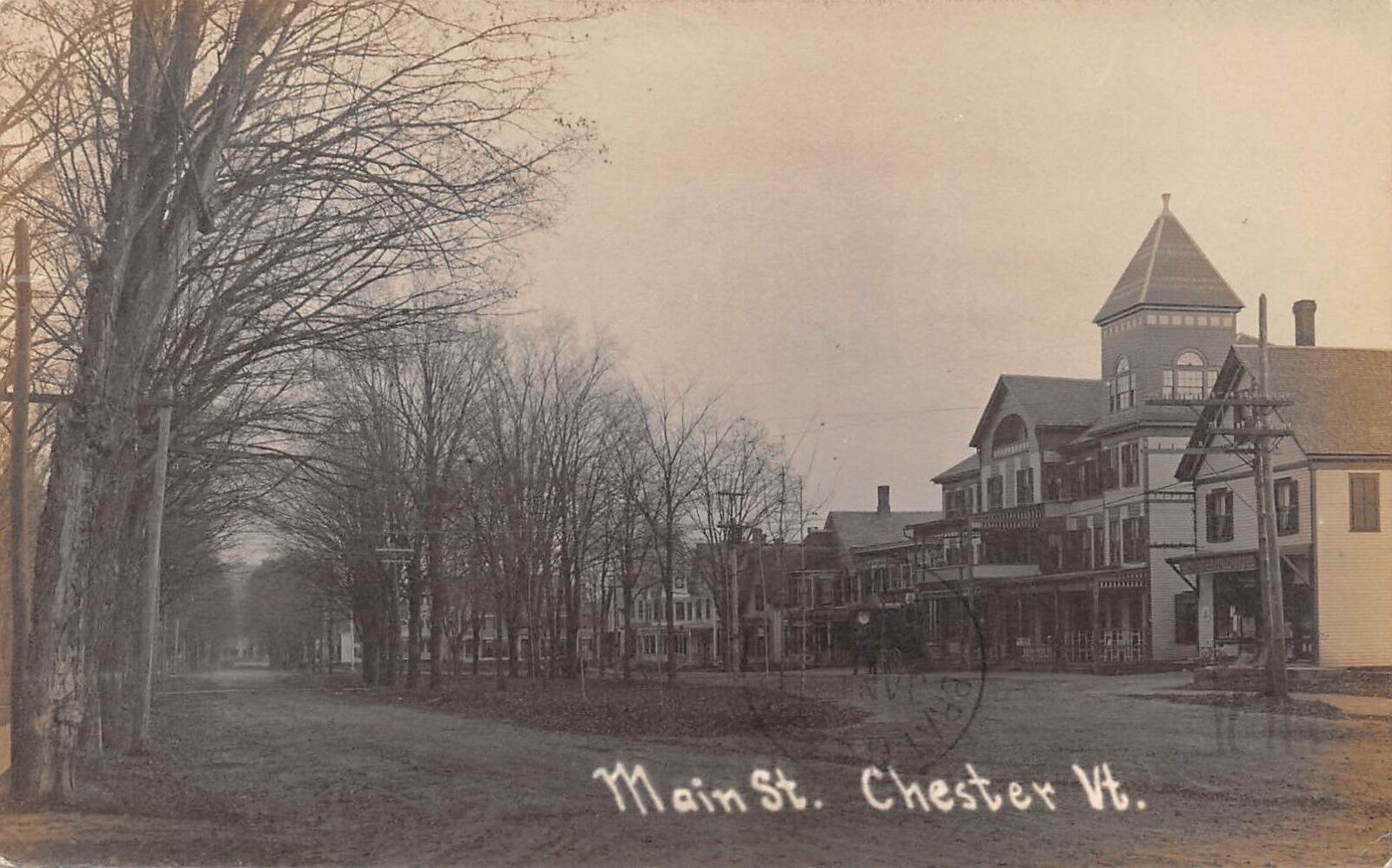 Chester, VT Real Photo PC u. 1908, Main Street