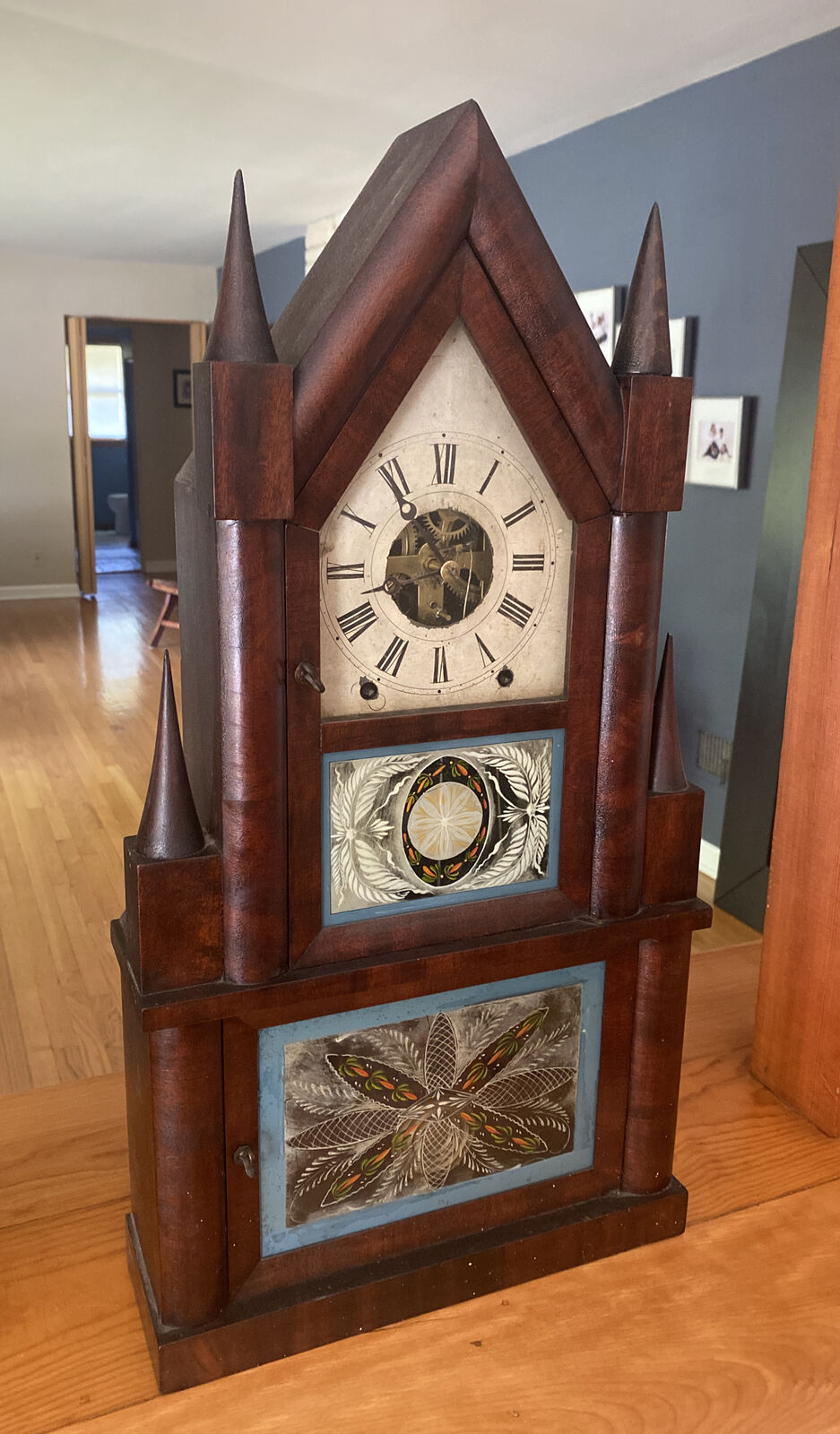 Birge and Fuller double steeple fusee shelf clock