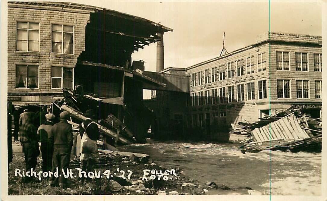 Real Photo Postcard Richford, Vermont Flood Damage #2 - Fuller Foto - 1927