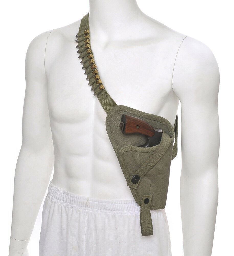 US M3 Victory Revolver Pilots Canvas Shoulder Holster with Shell loops OD