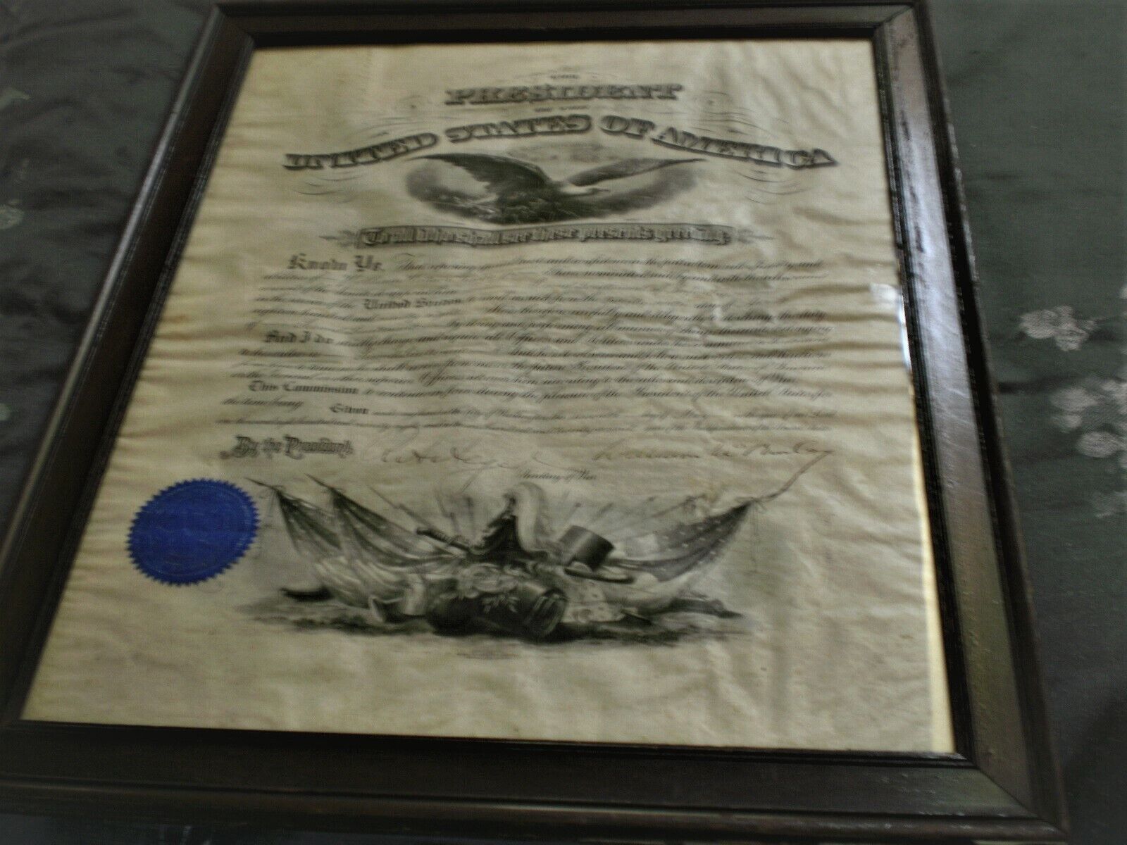 1898 ~ President William McKinley Signed, War dated Military Commission ~ Framed