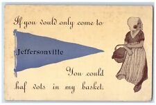1914 If You Would Only Come Jeffersonville Illinois Pennant IL Vintage Postcard picture