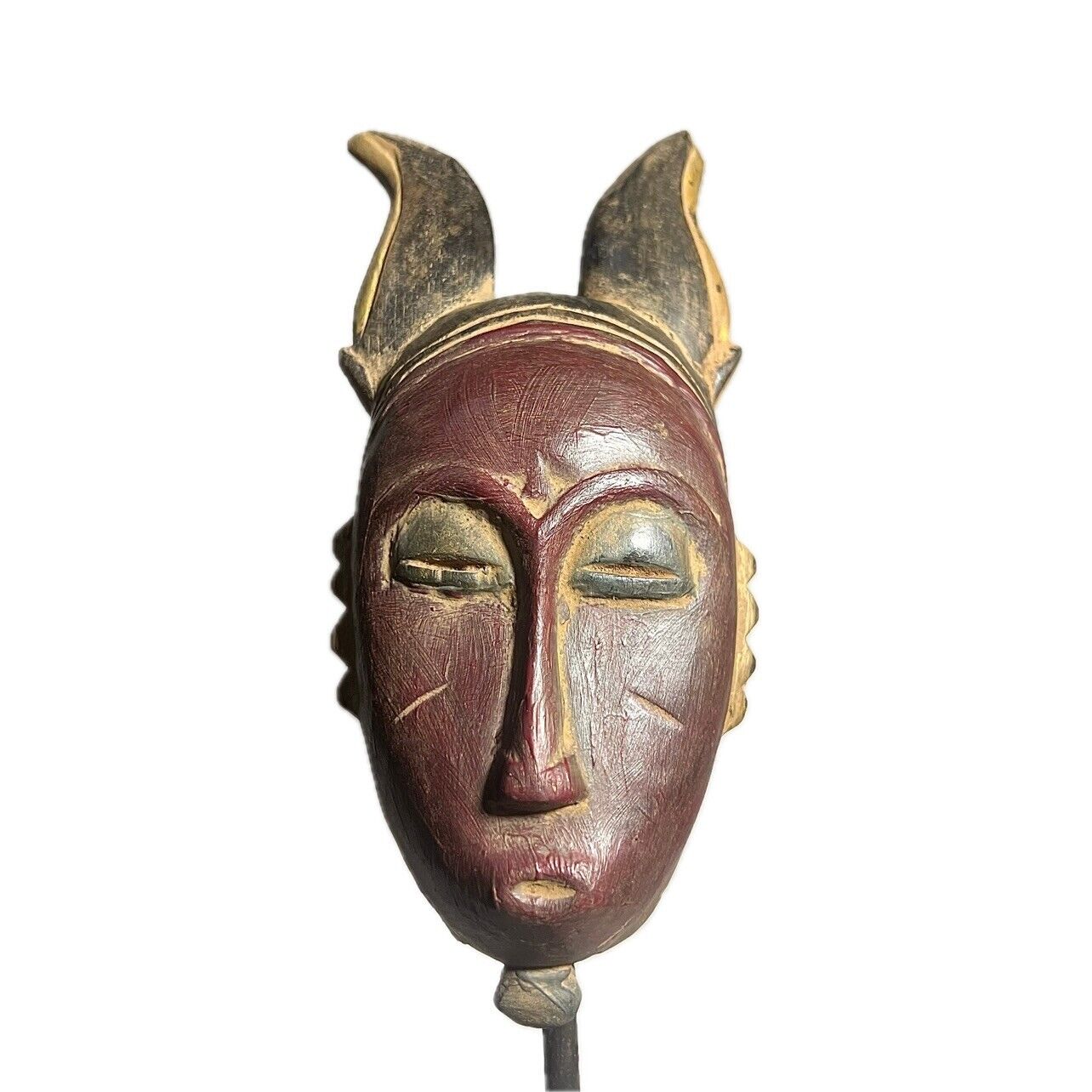 African Mask Wood Crest Baule Mask Art West Africa Mask-836