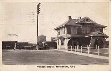 Wabash Railroad Depot Montpelier Ohio OH Old Cars 1929 Postcard picture