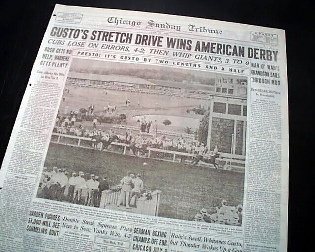MAN O' WAR Grandson Gusto Win American Derby Race Horse Racing 1932 Newspaper 