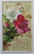 Victorian Card-BIBLE VERSE-BEAUTIFUL AZALEAS picture