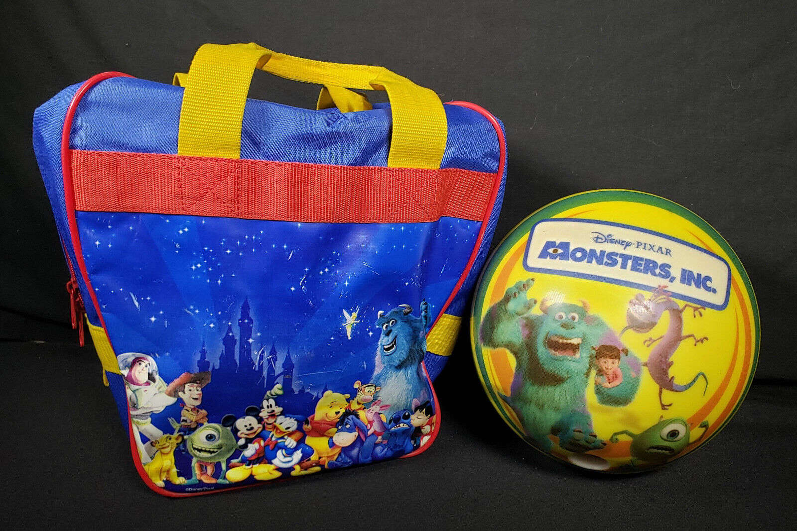 Disney Pixar Monsters Inc Brunswick Bowling pre-drilled 11lb Viz-A-Ball with Bag