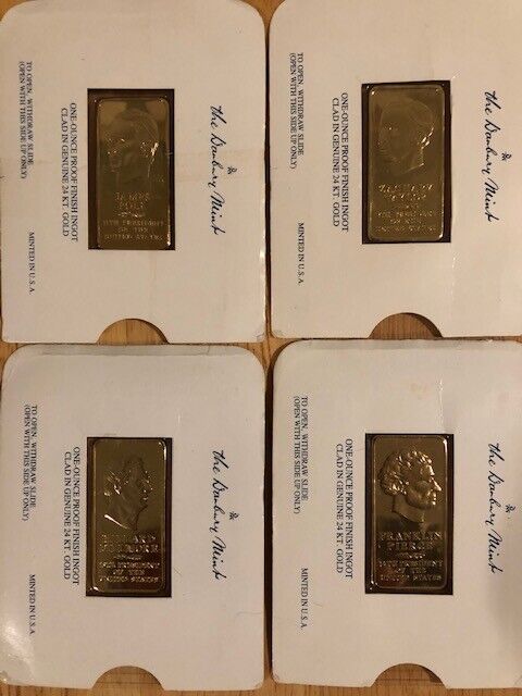 ZACHARY TAYLOR Danbury Mint 24KT GOLD FINISH INGOT - 12th U.S. PRESIDENT