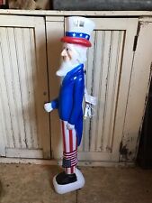 Vintage Blow Mold Uncle Sam Patriotic America Flag Lighted Union Small Scratches picture