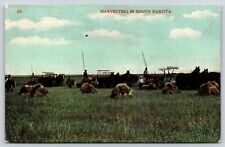 South Dakota Harvesting Farm Work  Vintage Postcard picture