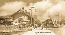 RPPC Photo Charlotte, Michigan, Train Station, 1900’s picture