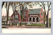 Waterville ME-Maine, Carnegie Library, Antique, Vintage Souvenir Postcard picture