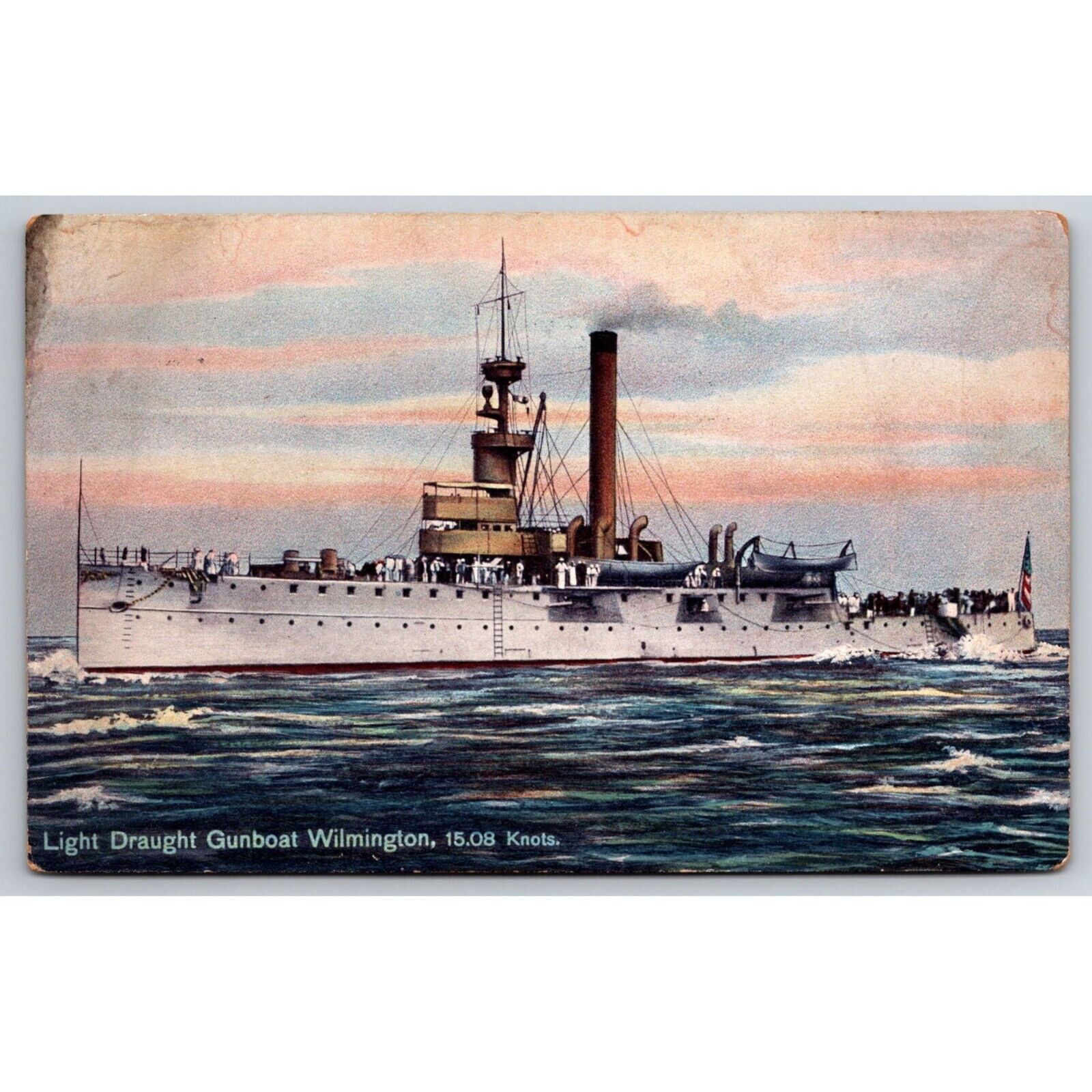 Postcard Antique Light Draught Gunboat Wilmington, 15.08 Knots 0587