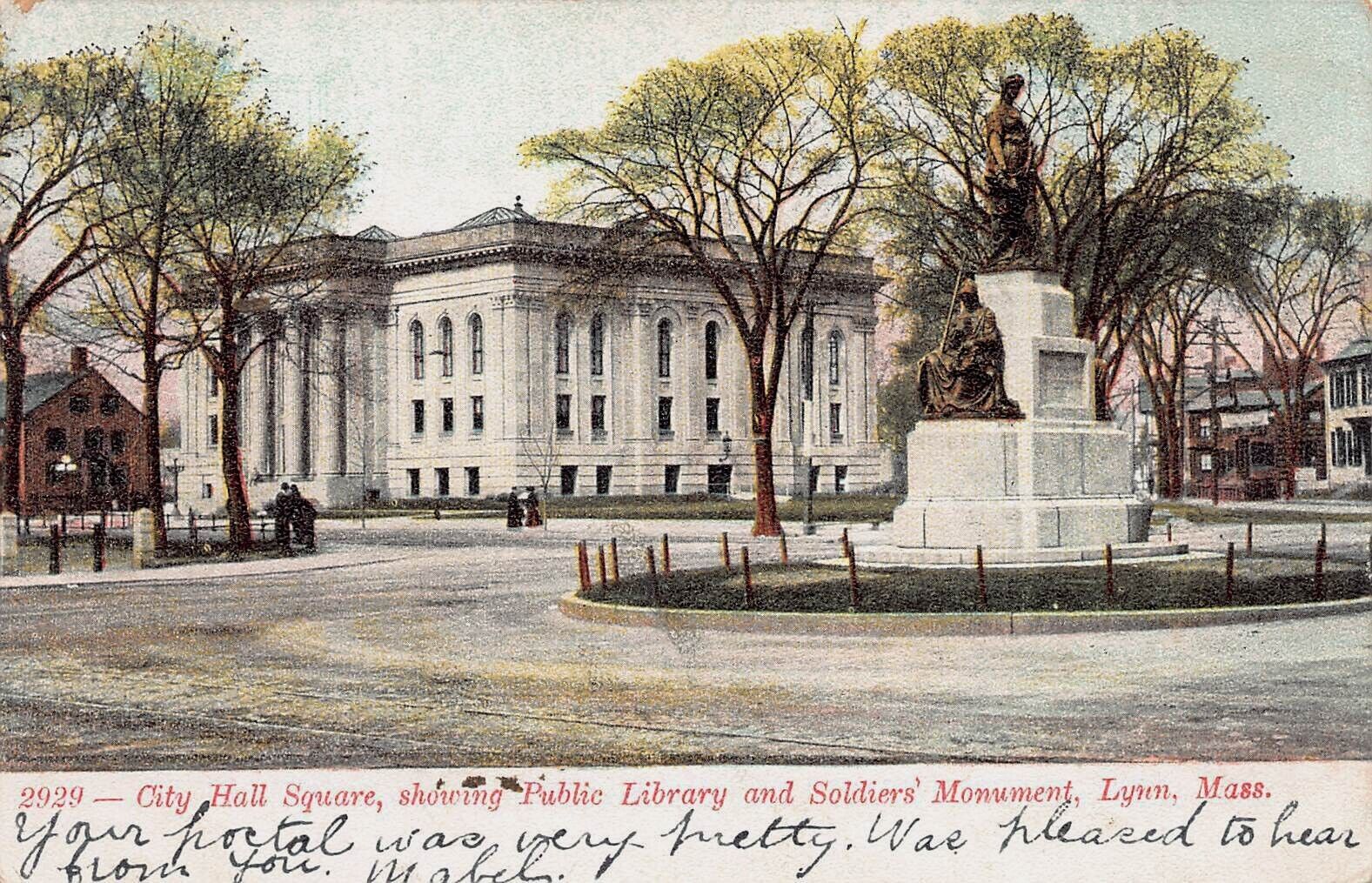 City Hall Square, Lynn, Massachusetts, Early Postcard, Used