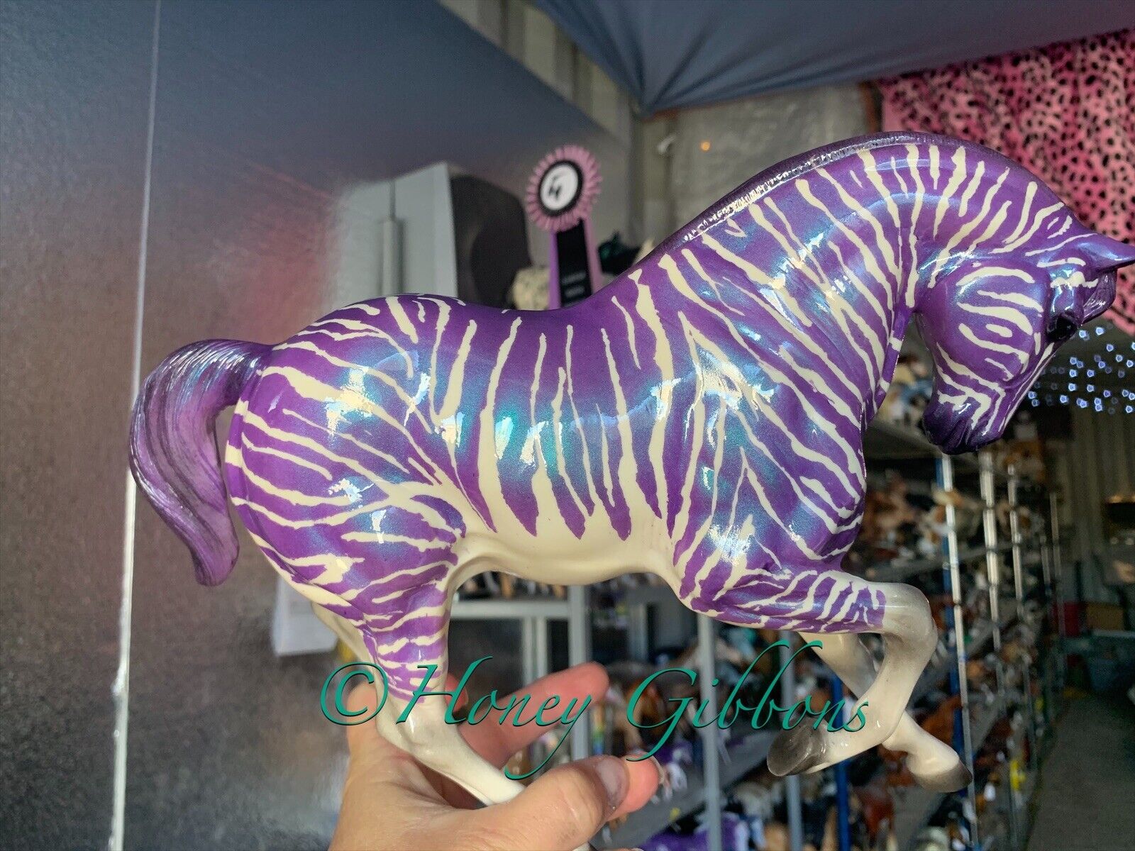 Hartland Model Horse Regal Zebra Purple W/Purple To green Shift Paint CM =)
