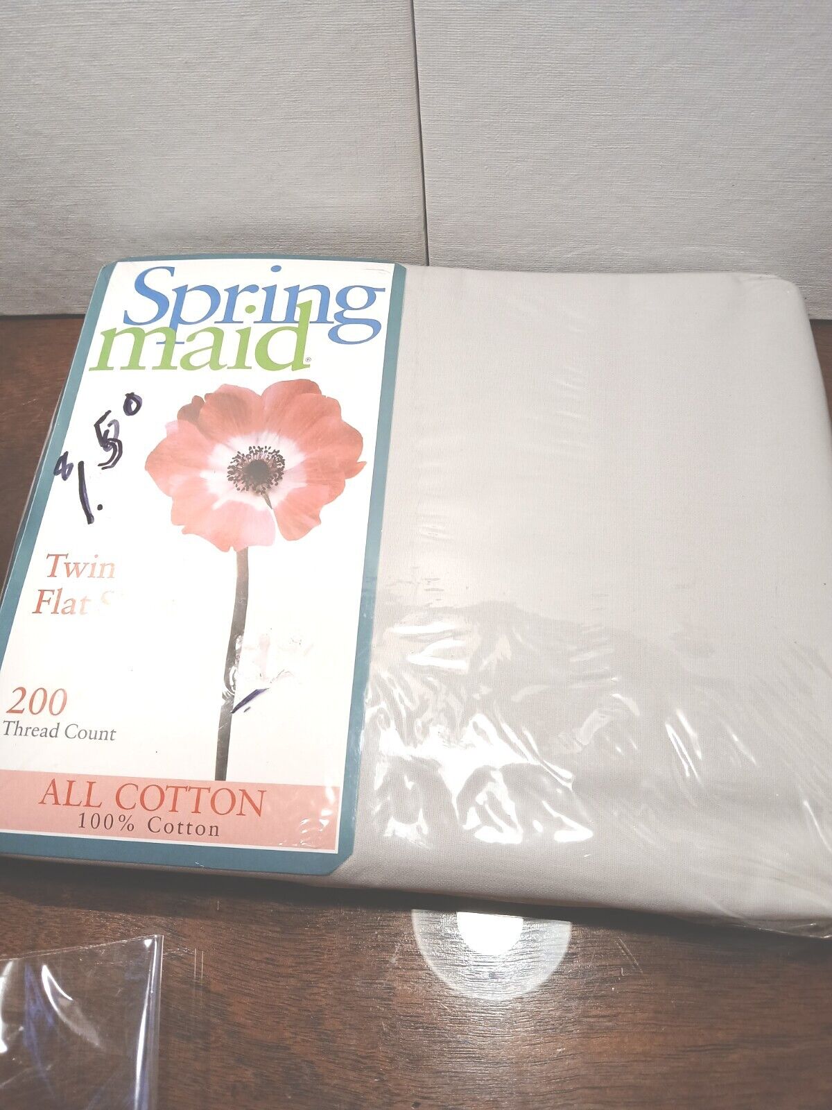 Vintage Spring Maid Twin Flat Sheet 200 Thread Count All Cotton Shadow Grey 100%