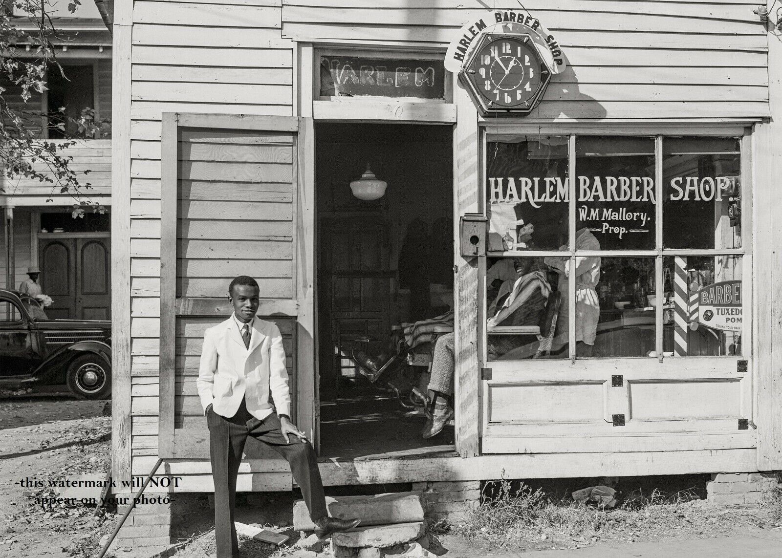 1938 Harlem Black Barber Shop PHOTO Granville, NC African American Shop