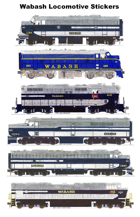 Wabash Locomotives 6 individual Stickers Andy Fletcher
