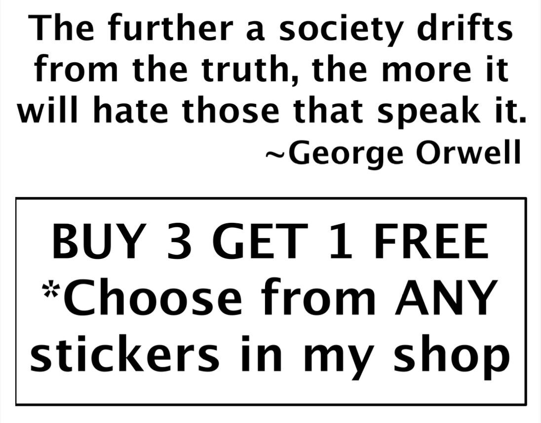 Further from truth...George Orwell quote BUMPER STICKER DECAL #36