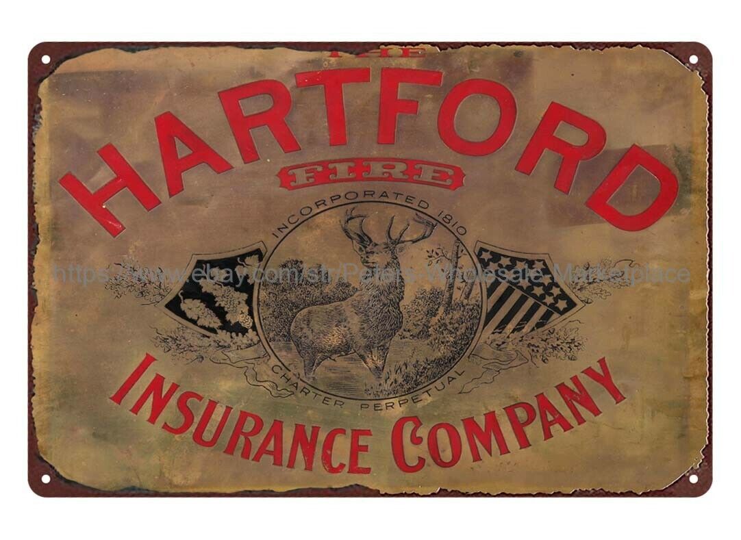 THE HARTFORD insurance company metal tin sign beach home decor