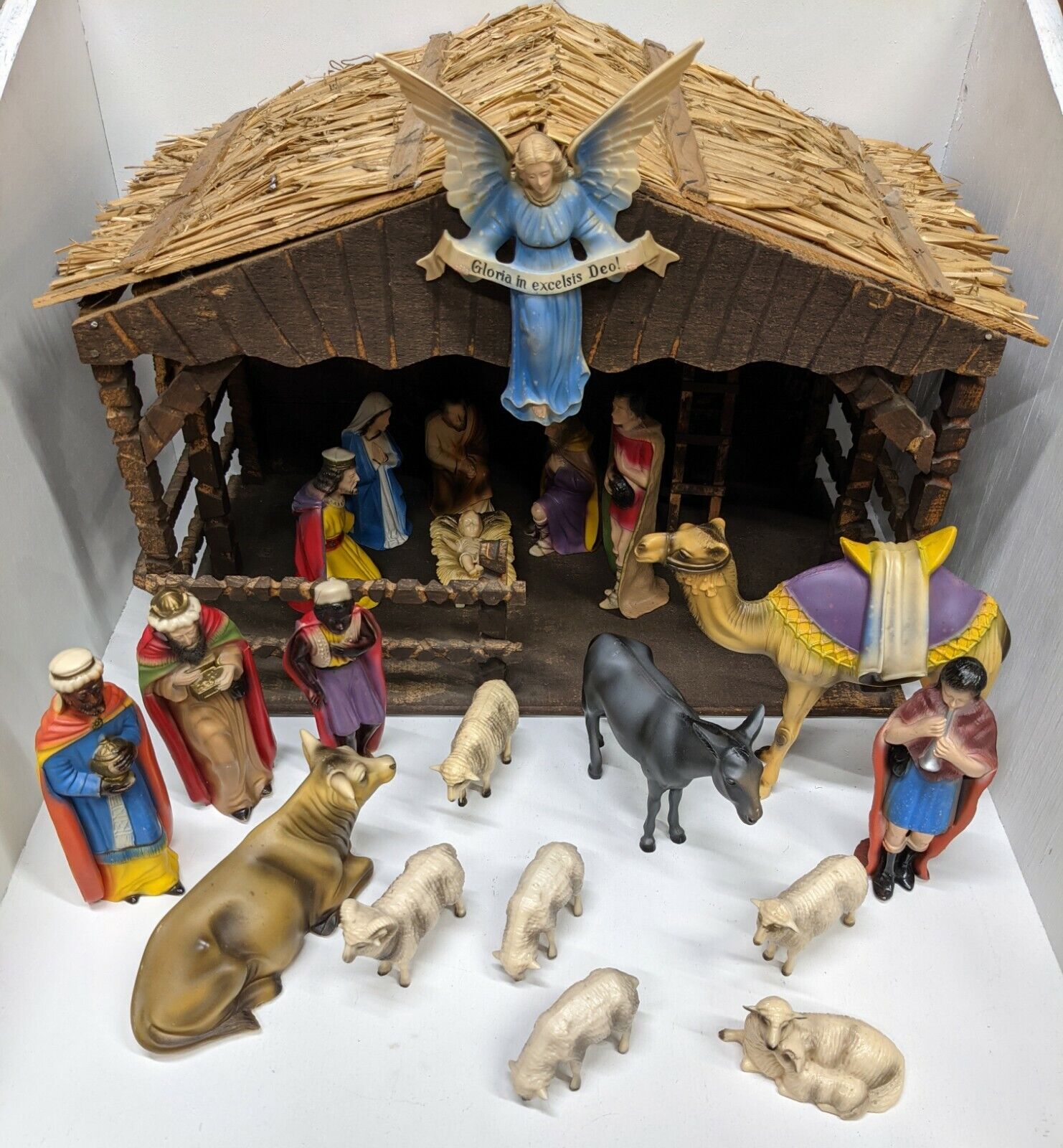 Vintage Hartland Plastics Nativity Set With Stable 1950's Complete