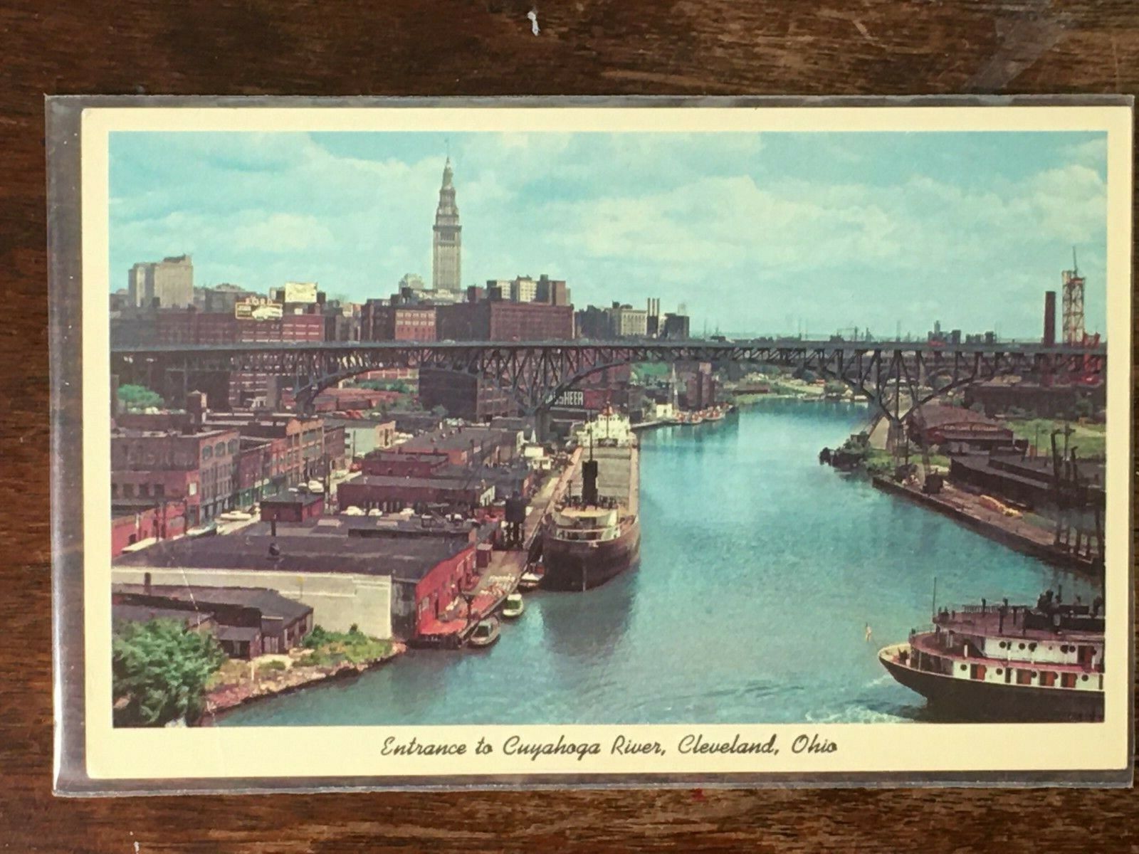 K-37 Entrance To Cuyahoga River Cleveland Ohio Vintage Postcard Unposted ✨EXC✨
